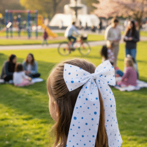 Sky Pop Blue Polka Hair Bow