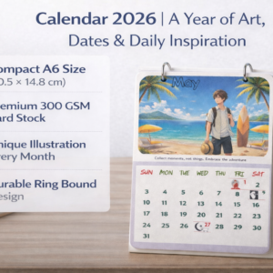 Chibloom 2026 Desk Calendar for Boys & Men | A6 Standing Flip Calendar | 300 GSM Paper 2026 Table Calendar