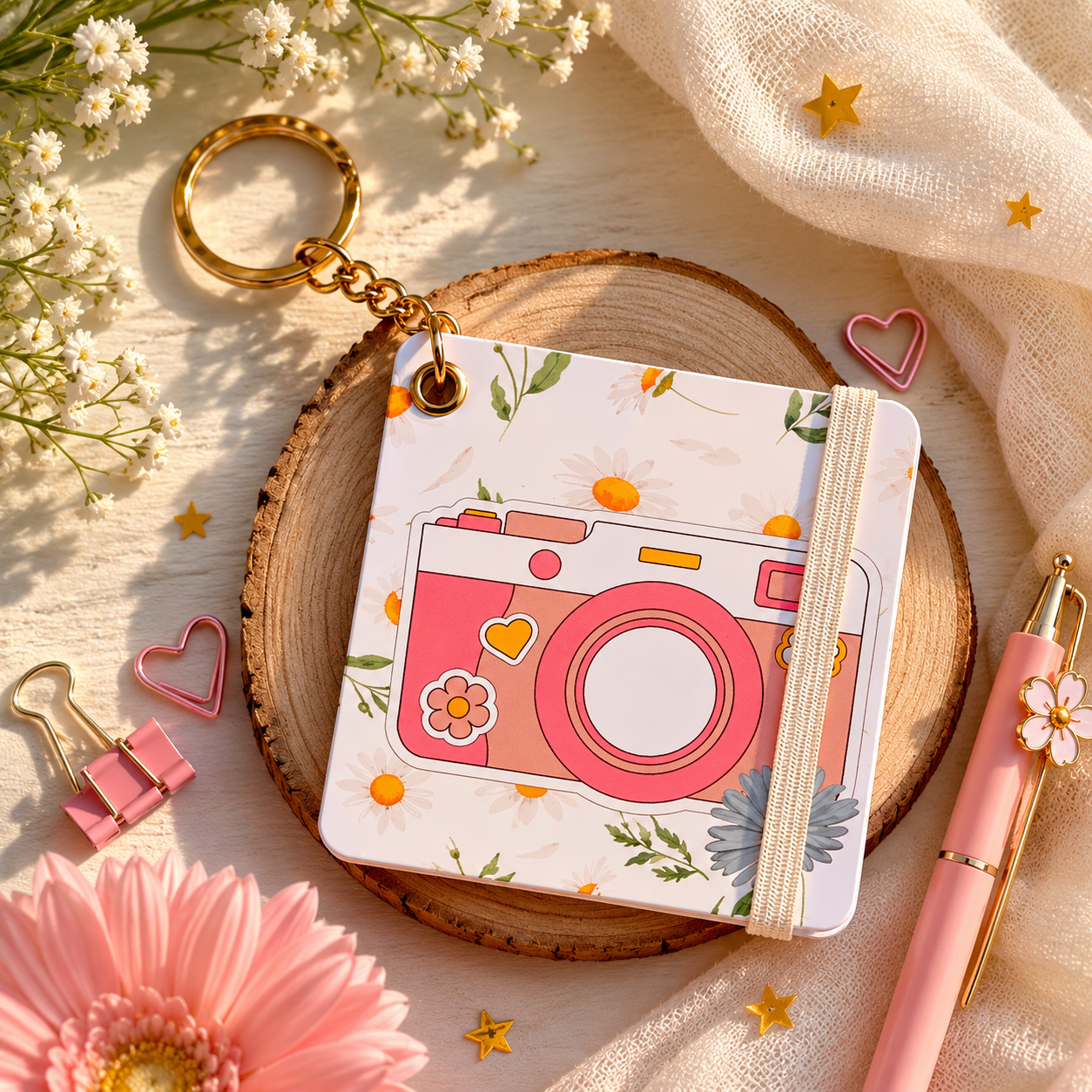 Camera Charm Pocket Notepad Keychain - Image 2