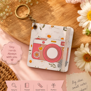 Camera Charm Pocket Notepad Keychain